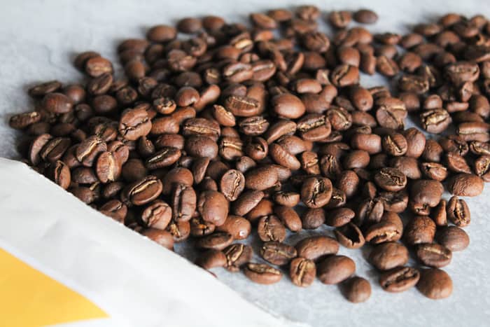 dark chocolate covered coffee beans